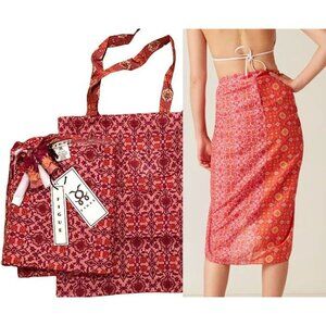 NWT Figue Medallion Pink Pareo & Tote Set, Luxury Resort Wear, OS